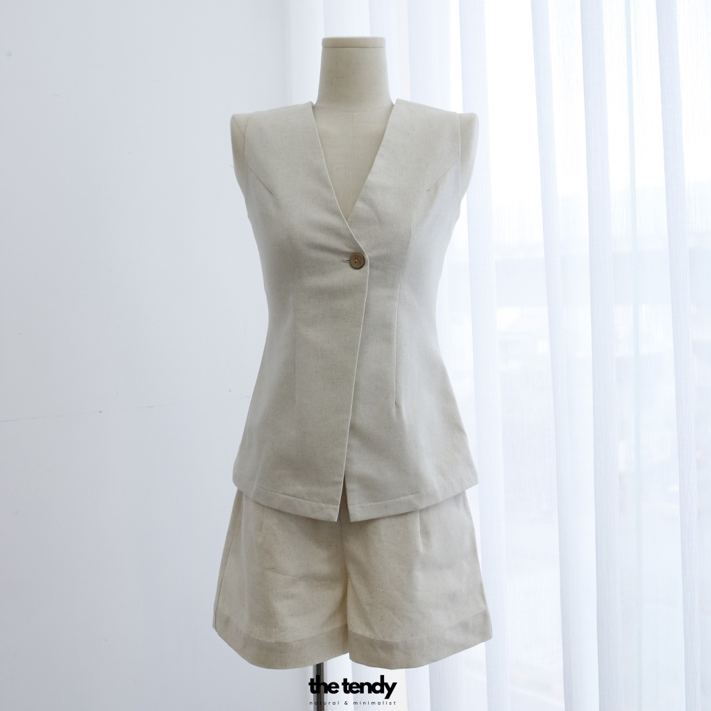 Quần short linen Roses Noires cạp cao bản to nhiều màu: Đen, Trắng, Nâu, Be, Hồng