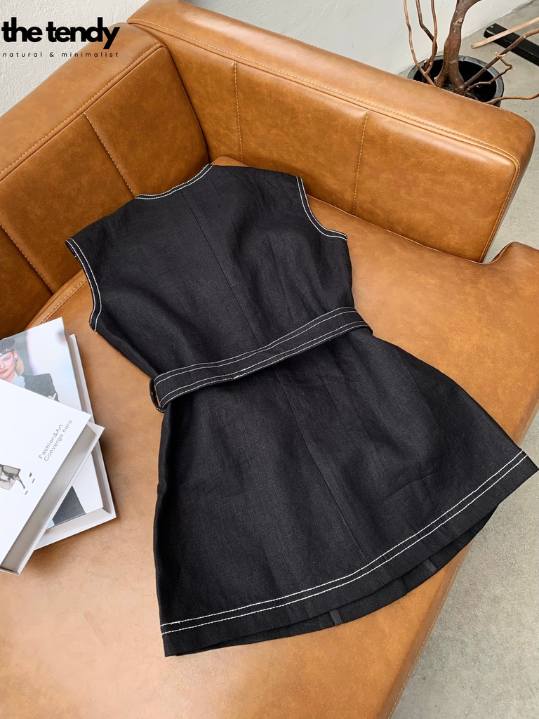 Áo gile Rita chất linen