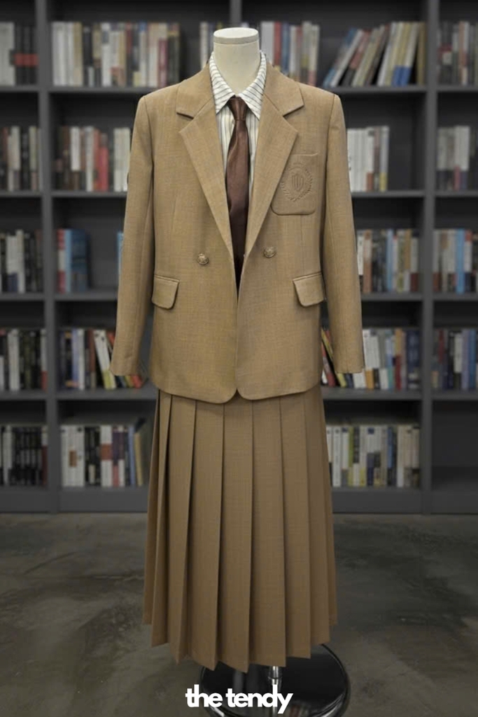 Áo blazer nữ thiết kế Lynx tay dài, hai màu ghi/nâu, phong cách preppy