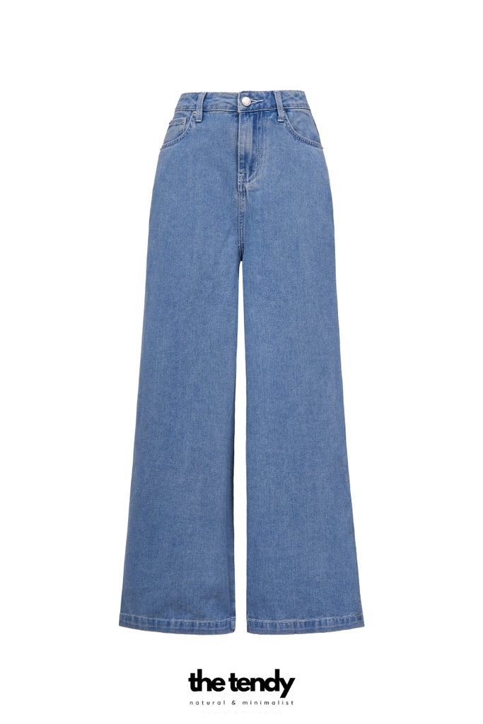 Quần bò dài Casey, chất cotton, form suông, ống rộng