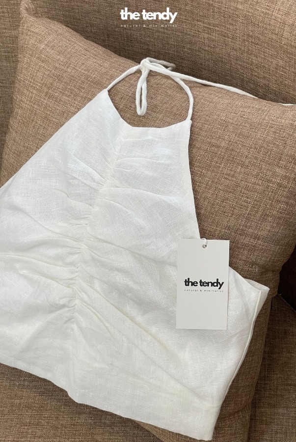 Áo yếm croptop Linen Liza, nhún phần trước ngực thắt dây sau phong cách tối giản
