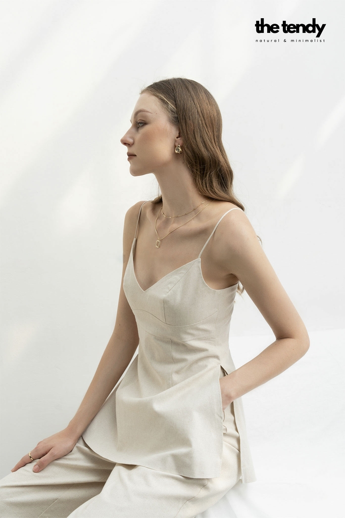 Áo 2 dây linen Le Perce-Neige thiết kế cúp ngực, gợi cảm phong cách tối giản