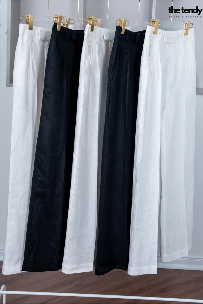Quần Le Lys Linen Premium, dáng suông 2 màu Trắng/Đen