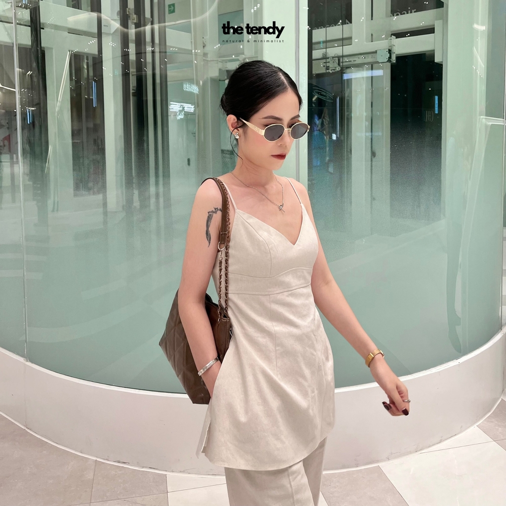 Áo 2 dây linen Le Perce-Neige thiết kế cúp ngực, gợi cảm phong cách tối giản