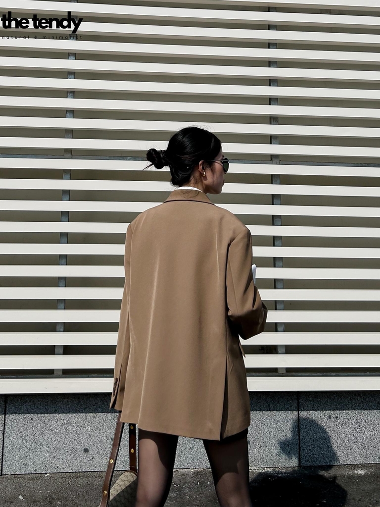 Áo Blazer Mavera dáng rộng Oversize màu nâu