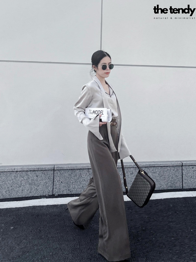 Quần suông nữ Joelle công sở, không cạp màu nâu