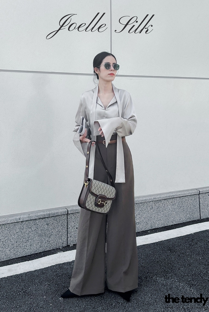 Quần suông nữ Joelle công sở, không cạp màu nâu