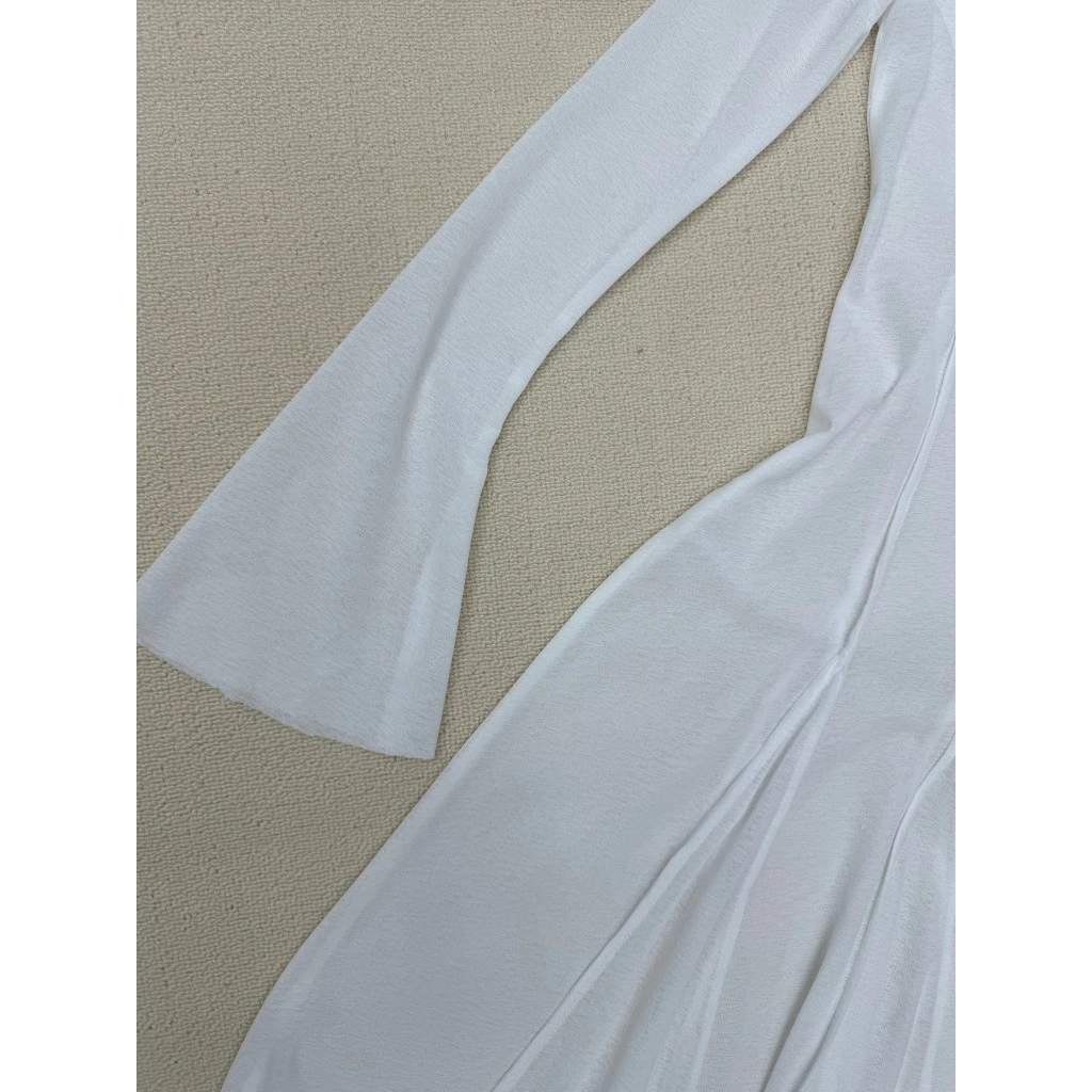 Đầm WHITE SWAN, đầm xòe xuyên thấu nữ dài, khoét lưng, chất cotton giấy thoáng mát