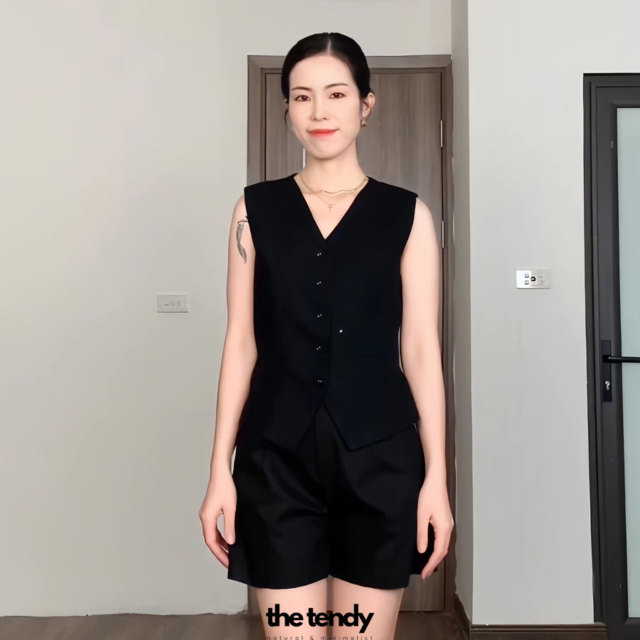 Quần short linen Roses Noires cạp cao bản to nhiều màu: Đen, Trắng, Nâu, Be, Hồng