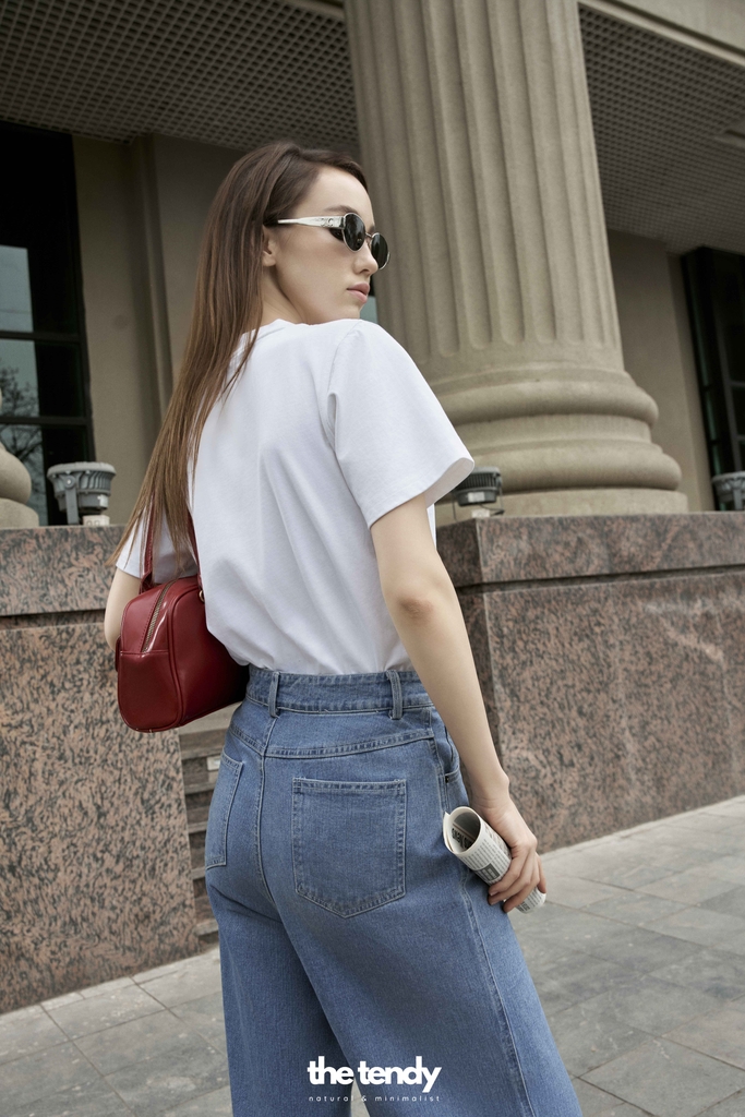 Quần bò dài Casey, chất cotton, form suông, ống rộng