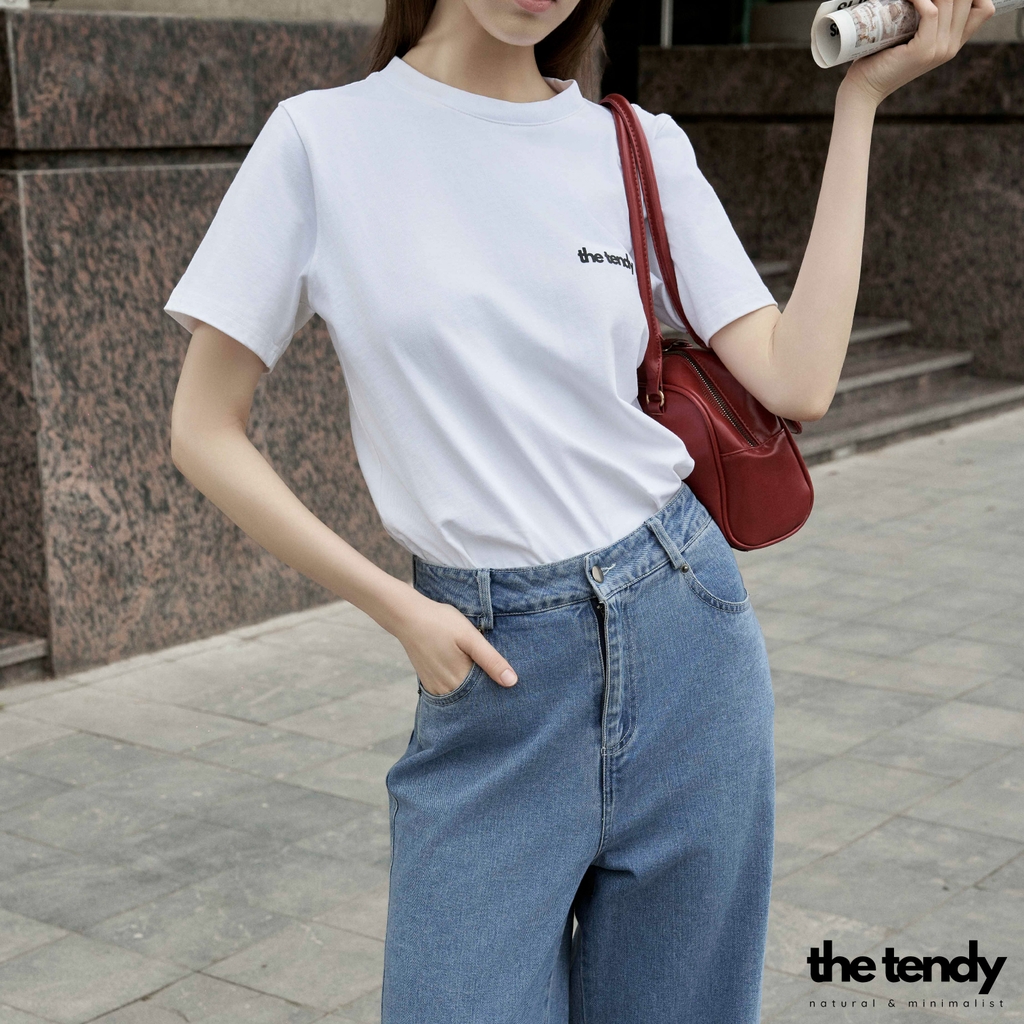 Quần bò dài Casey, chất cotton, form suông, ống rộng