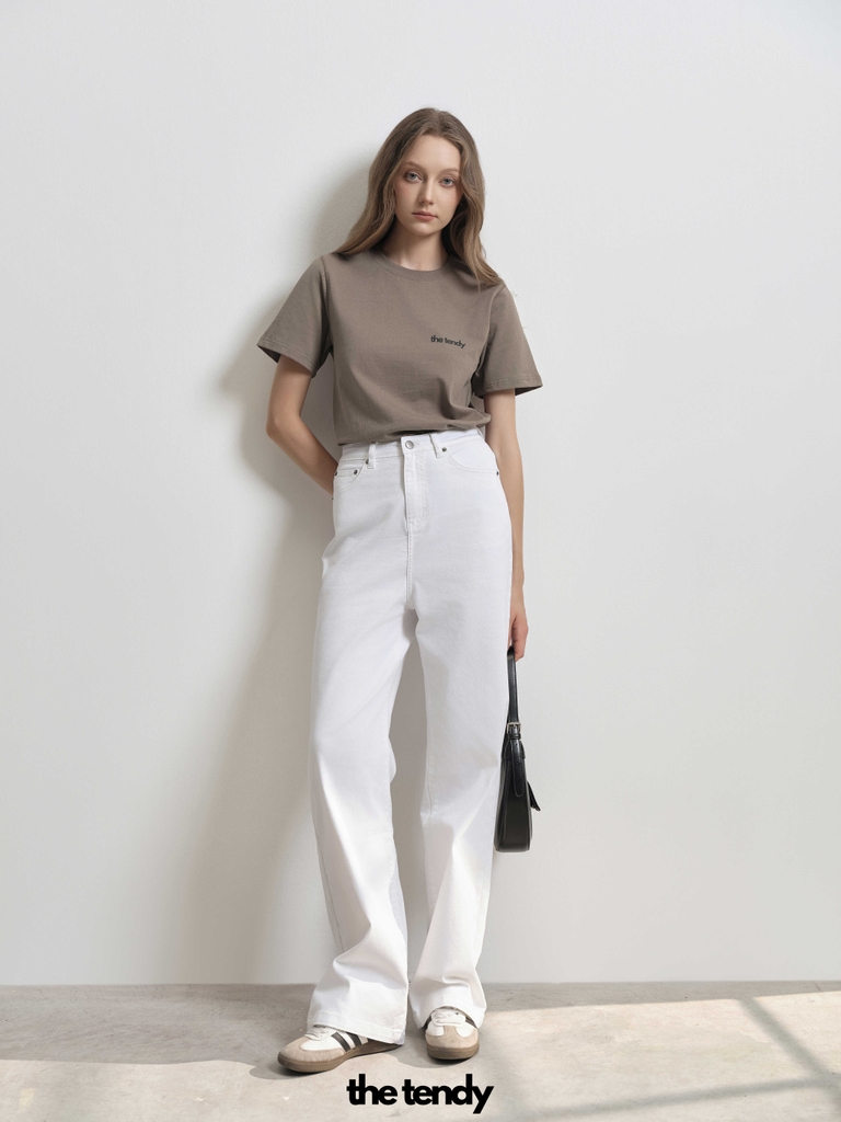 Quần Jeans MEI, màu trắng, dáng suông dễ phối đồ