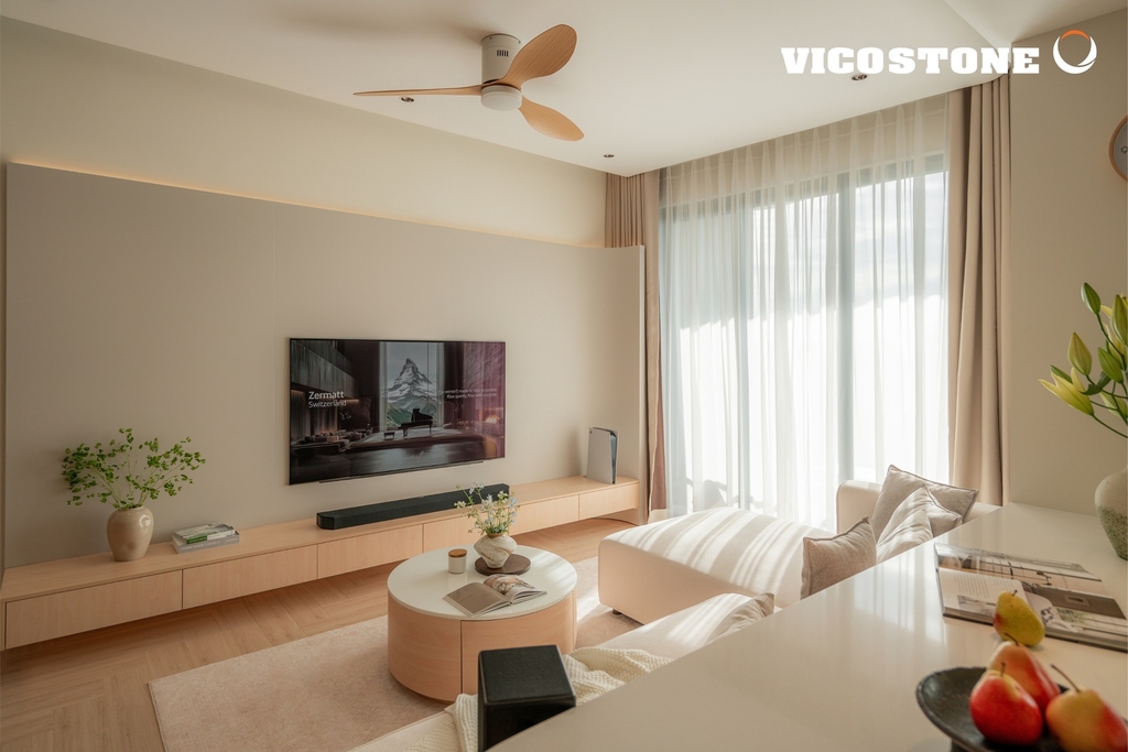 Phòng khách căn hộ Diamond Centery 121m2 Celadon City
