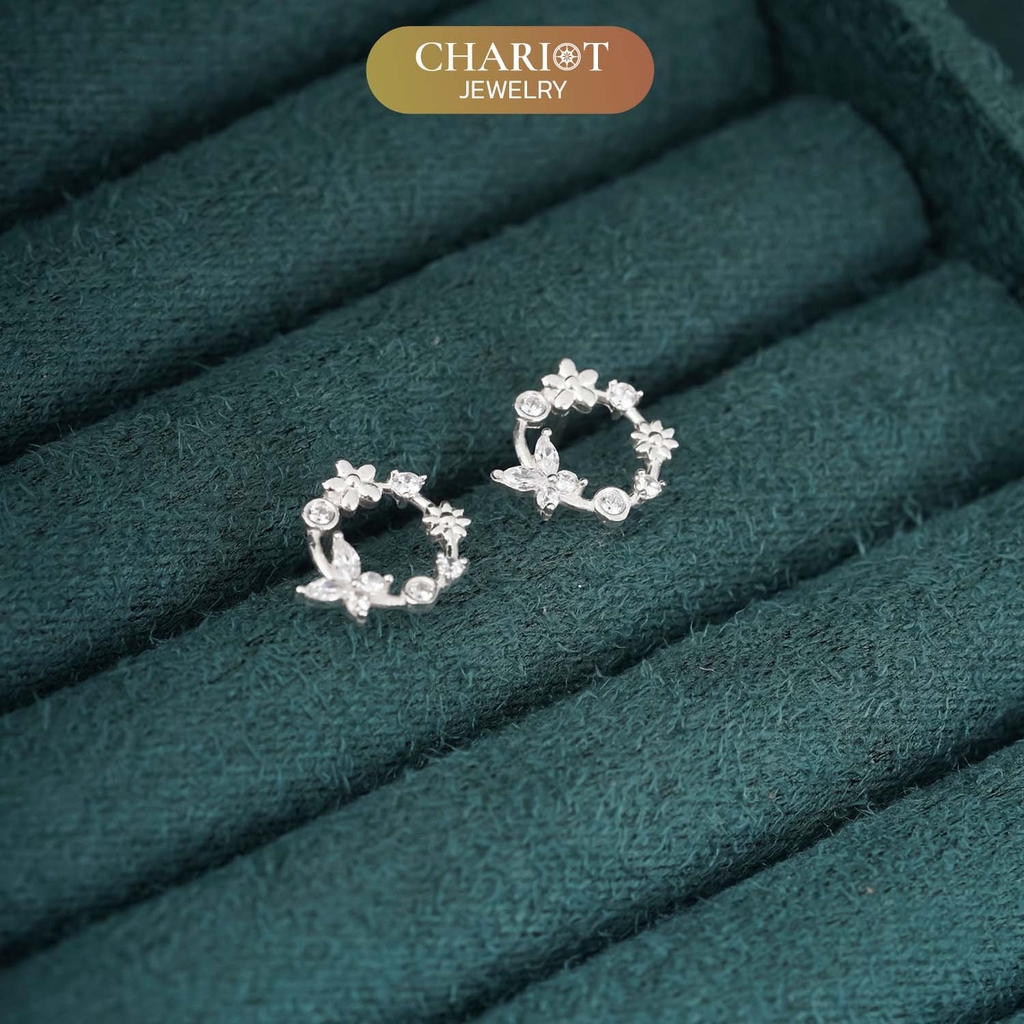 Khuyên tai bạc ECJ21 Trái tim đỏ rực lửa s925 ChariotJewelry