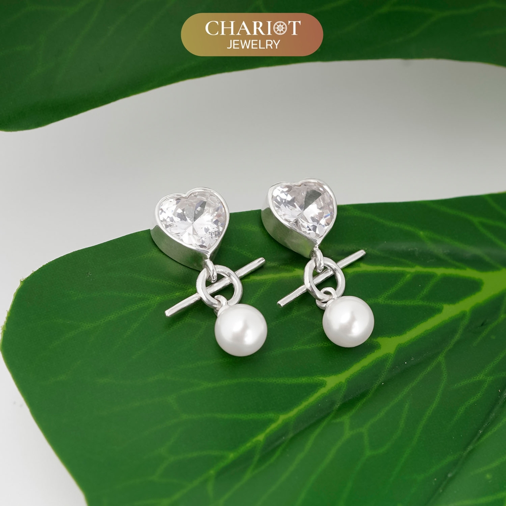 Khuyên tai bạc ECJ59 tình yêu lấp lánh ChariotJewelry