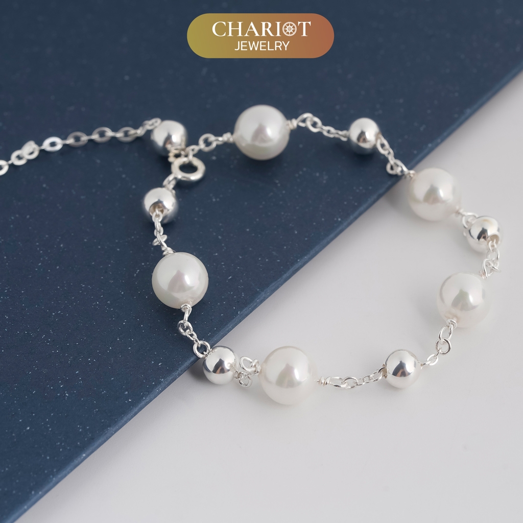 Lắc tay BCJ11 ngọc trai mix hạt tròn bạc năng động Chariot Jewelry