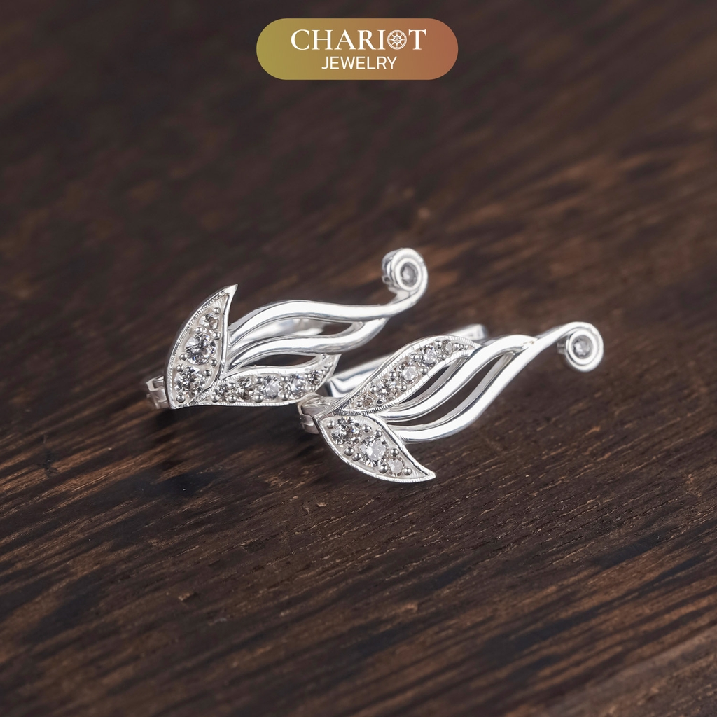 Khuyên tai bạc s925 ECJ02  Ancient Wings ChariotJewelry