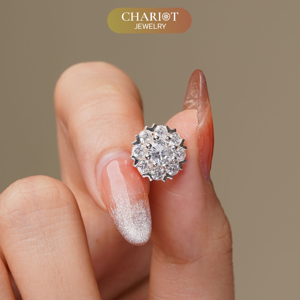 Khuyên tai bạc  ECJ15 bạc 925 đính đá siêu xinh ChariotJewelry