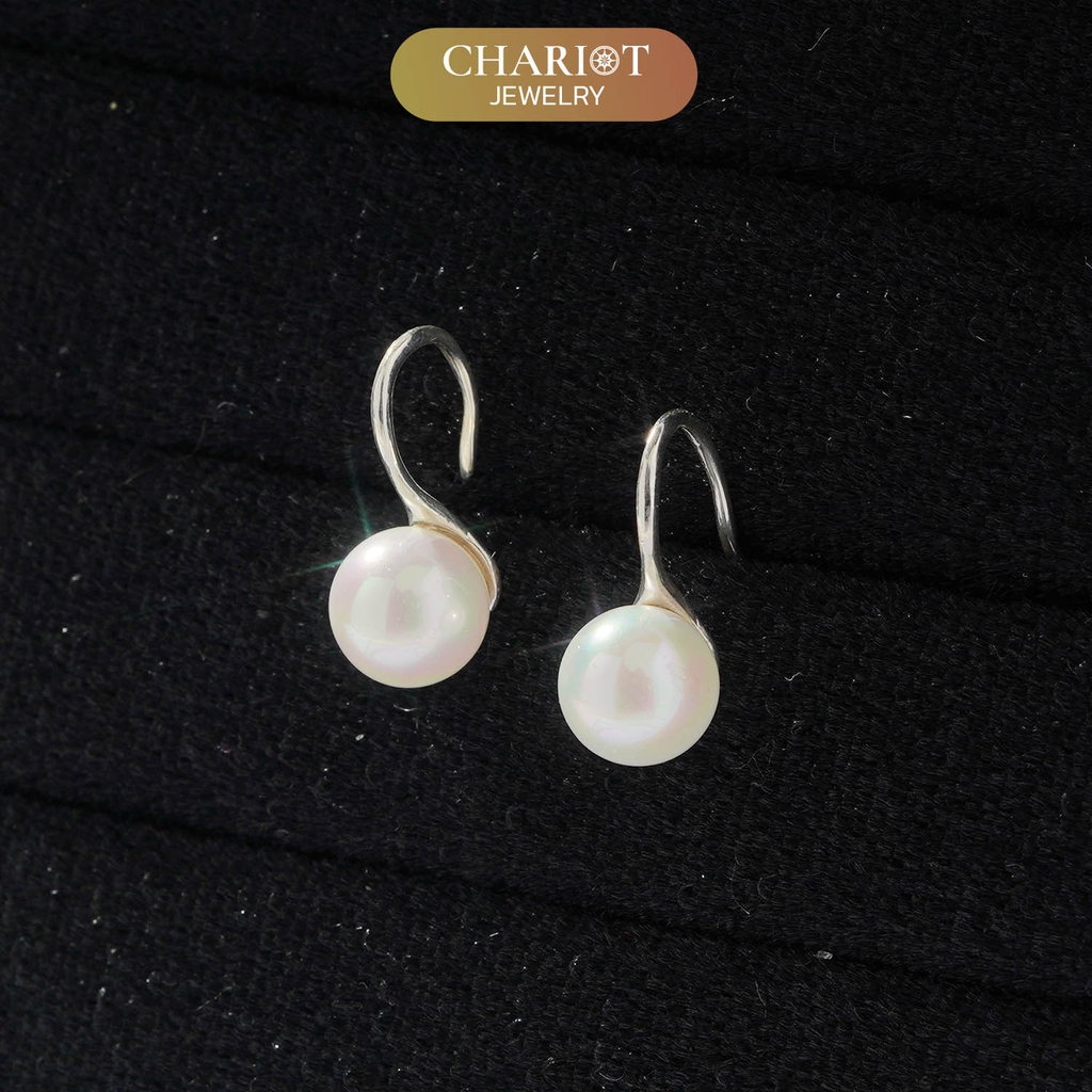 Khuyên tai bạc ECJ30 Minimalist Pearl s925 ChariotJewelry