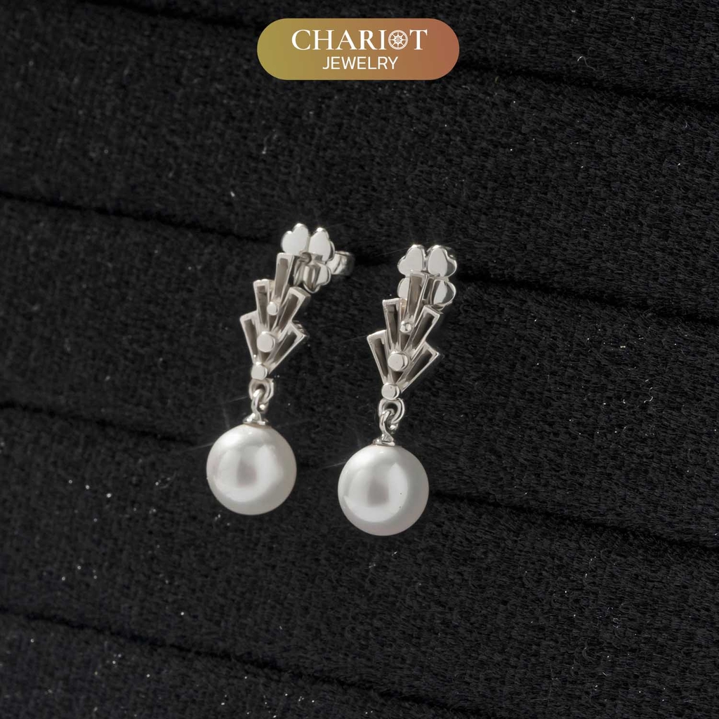 Khuyên tai bạc ECJ31 Dainty Pearl Droplets s925 ChariotJewelry