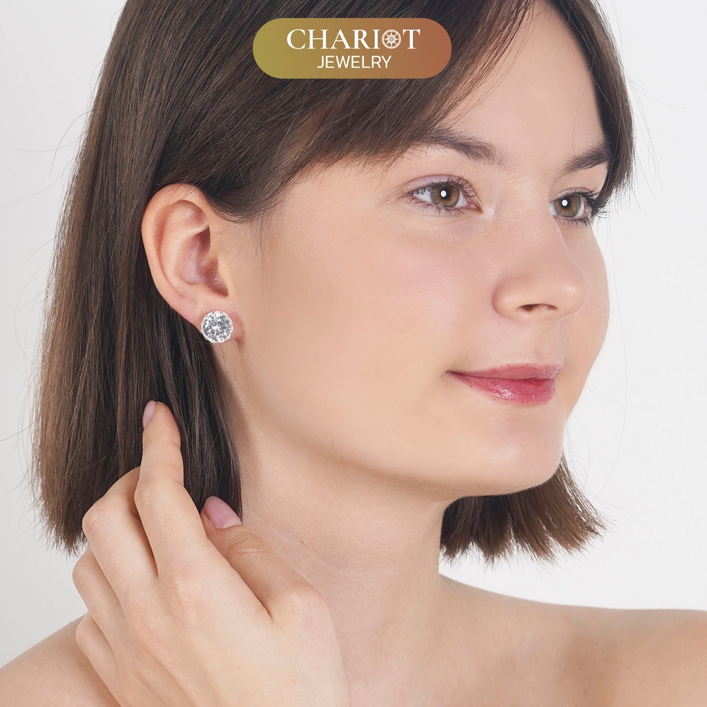 Khuyên tai bạc ECJ39 Royal Crown s925 ChariotJewelry