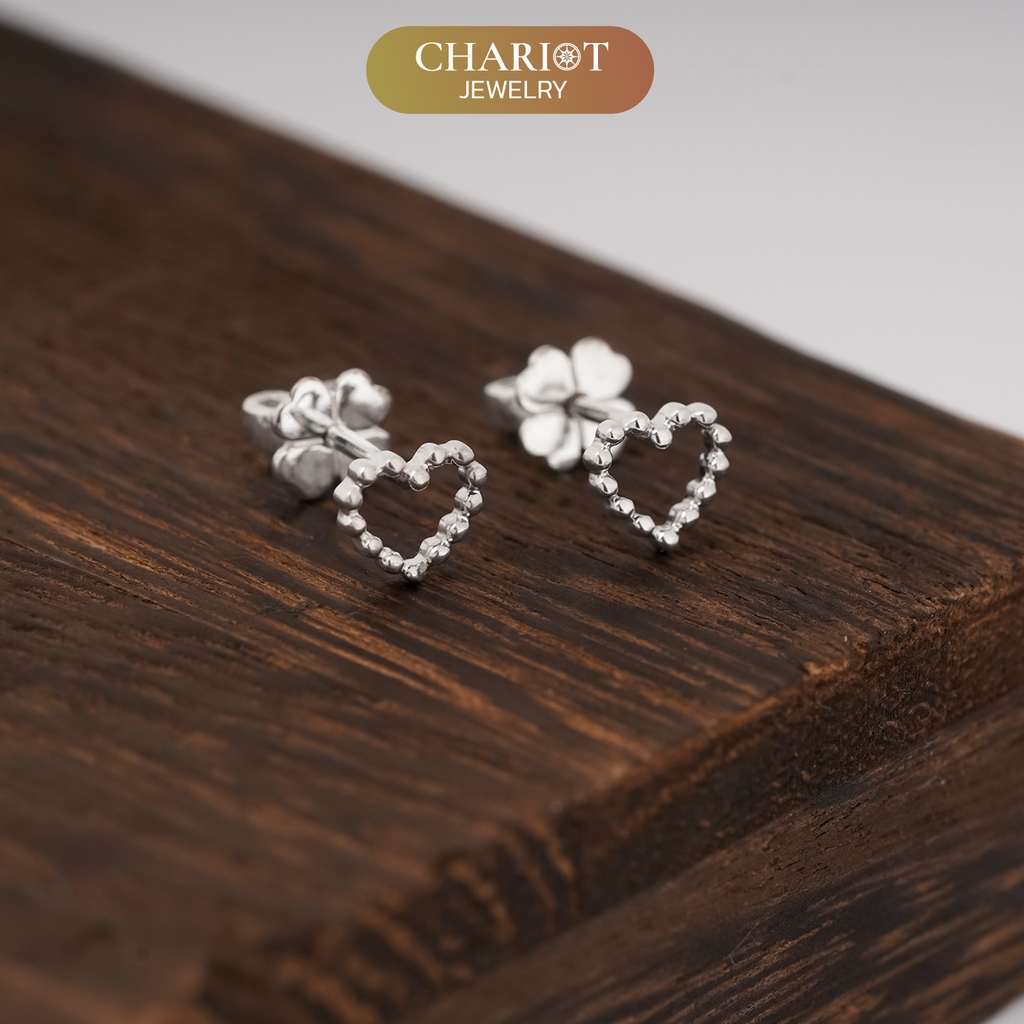 Khuyên tai bạc ECJ65 trái tim nhỏ bé ChariotJewelry