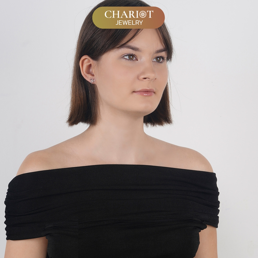 Khuyên tai bạc ECJ72 cánh hoa nhỏ xinh Chariot Jewelry