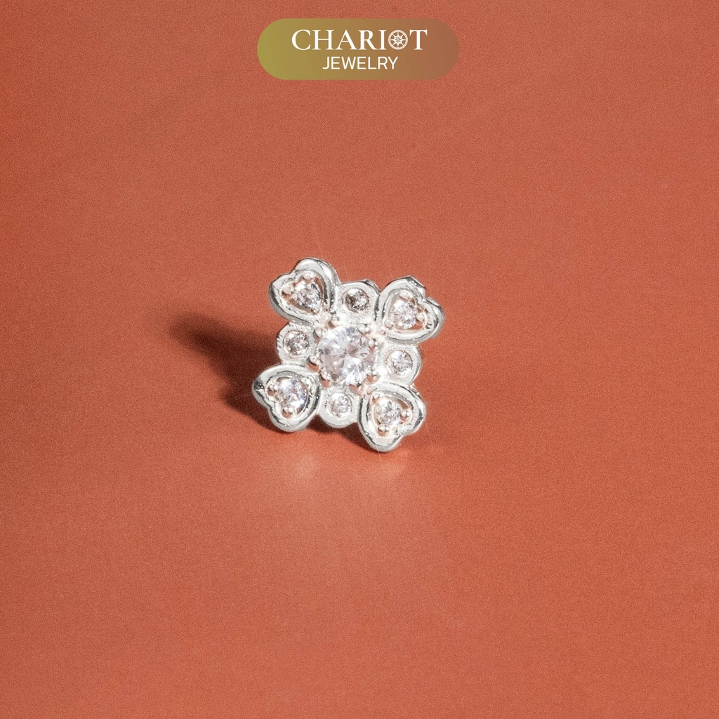 Khuyên tai bạc ECJ79 bông hoa tỏa sáng Chariot Jewelry
