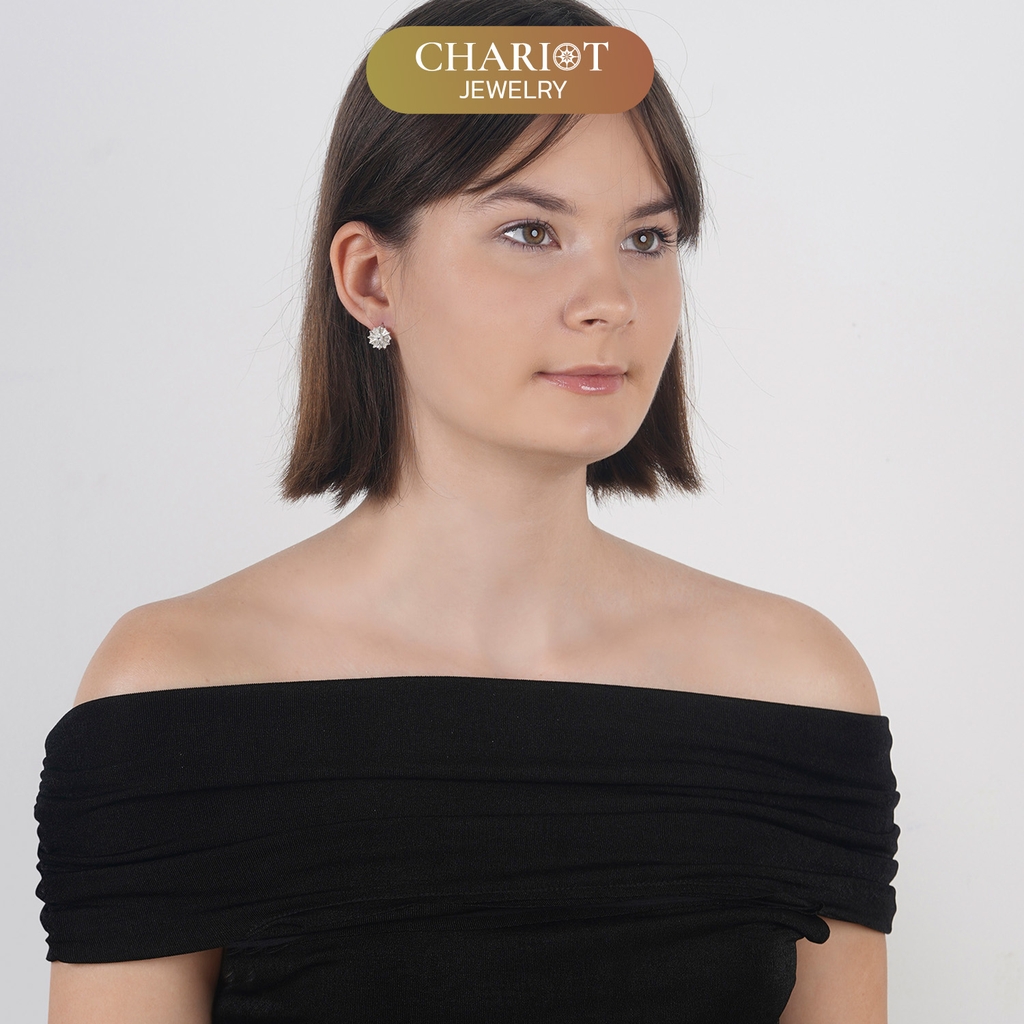 Khuyên tai bạc ECJ84 nụ hoa tỏa sáng, nổi bật Chariot Jewelry