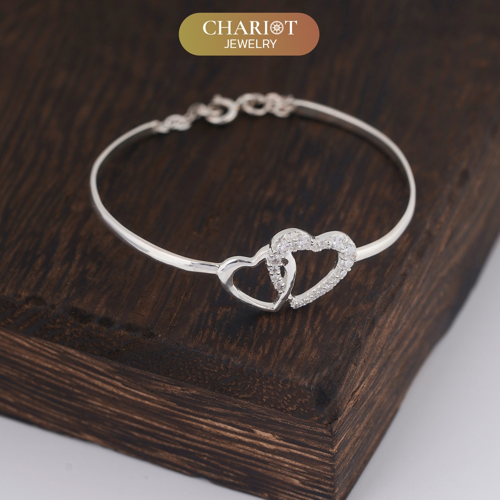 Lắc tay BCJ17 hai trái tim liên kết Chariot Jewelry