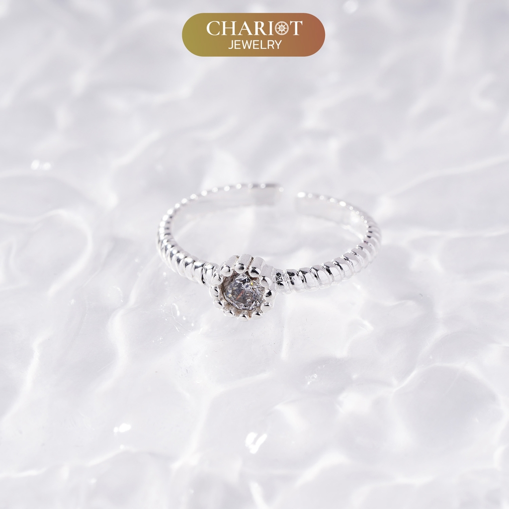 Nhẫn bạc NCJ30 hình mặt trăng đính đá, quà tặng sinh nhật dành cho bạn gái ChariotJewelry