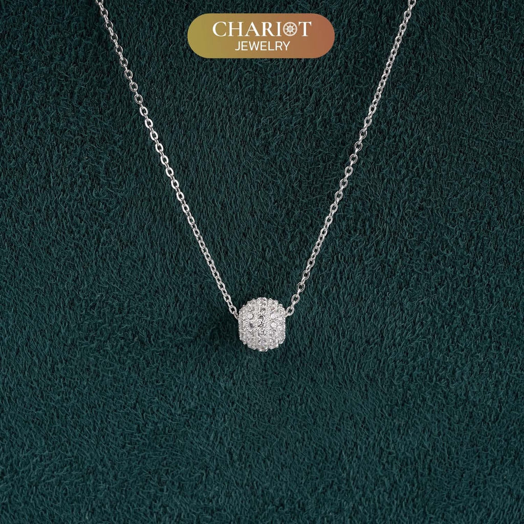 Dây chuyền bạc s925 DCJ203 đá tròn nhỏ, phong cách Hàn Quốc nhẹ nhàng, ChairotJewelry