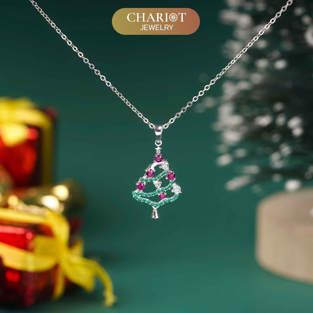 Dây chuyền bạc DCJ33 Cây thông sắc màu S925 ChariotJewelry