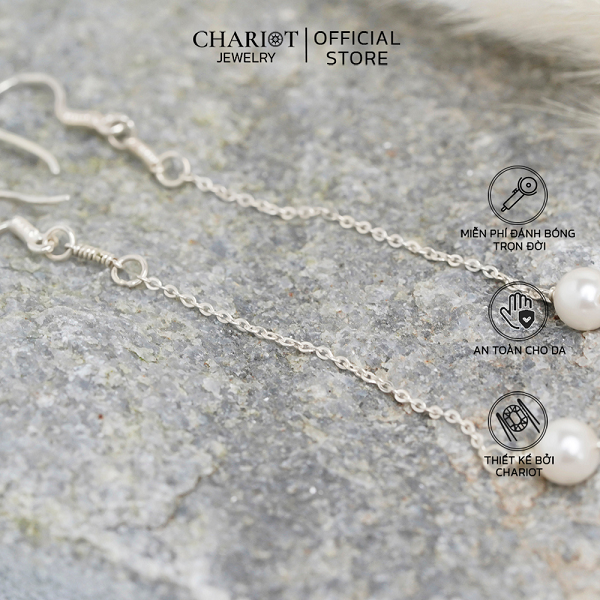 Khuyên tai nữ ECJ10 ngọc trai nhân tạo phong cách Hàn Quốc ChariotJewelry