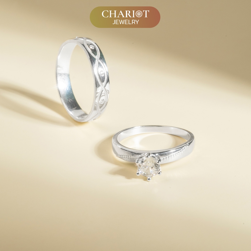 Nhẫn đôi bạc S925 nam nữ NCJ116 Destiny's Promise, nhẫn couple bạc, quà tặng 8-3 ý nghĩa dành tặng bạn gái, ChariotJewelry