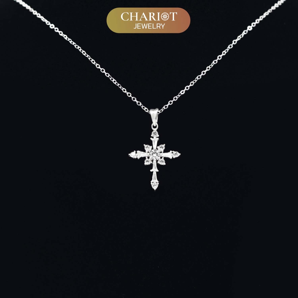 Dây chuyền DCJ88 chữ thập đính đá CZ bạc 925 ChariotJewelry
