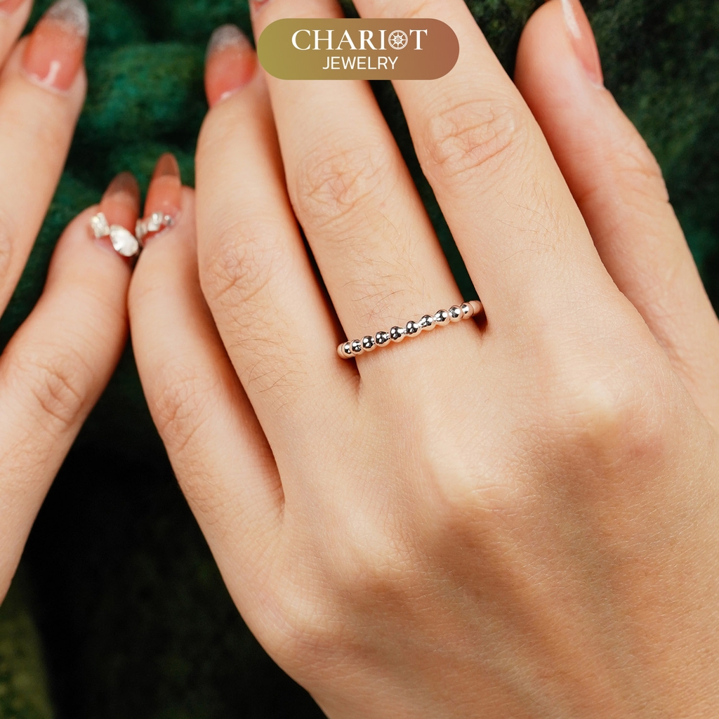 Nhẫn bạc NCJ03 hạt kết trơn, quà tặng sinh nhật dành cho bạn gái ChariotJewelry