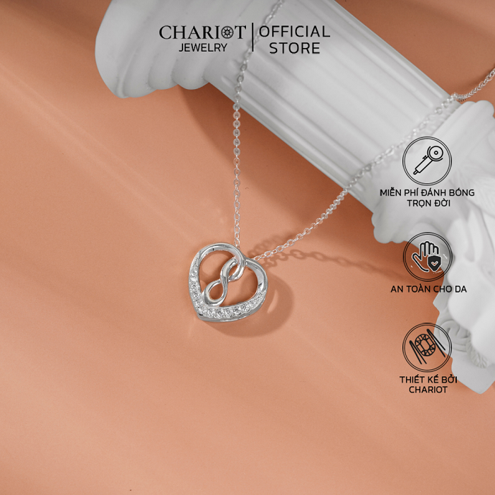 Dây chuyền bạc DCJ17 925 Infinity Knot Heart, quà tặng Valentine ý nghĩa, Chariot Jewelry