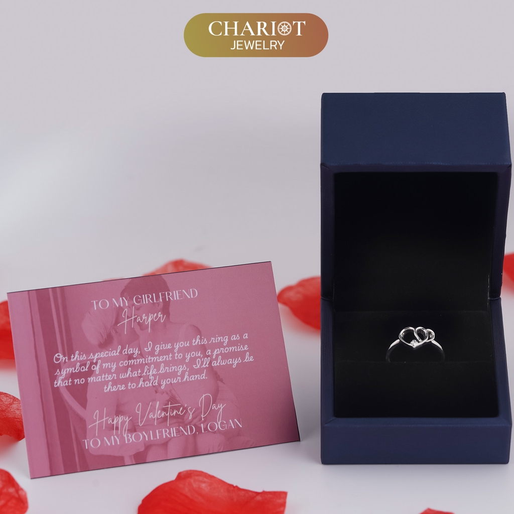 Nhẫn bạc NCJ56 Trái tim đáng yêu ChariotJewelry