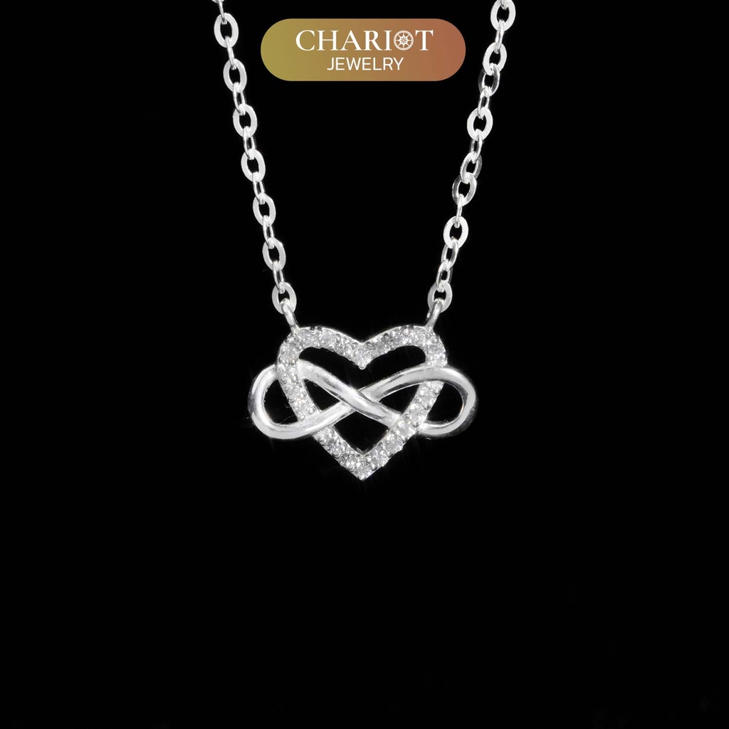 Dây chuyền bạc DCJ45 trái tim vô cực đính đá lấp lánh s925 ChariotJewelry