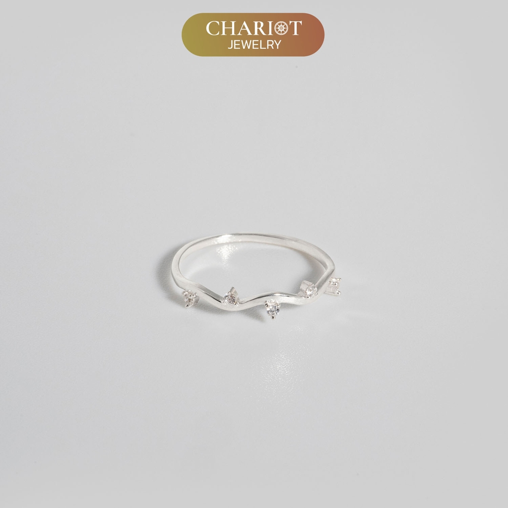 Nhẫn bạc NCJ115 Glittering Wave đính đá CZ, ChariotJewelry