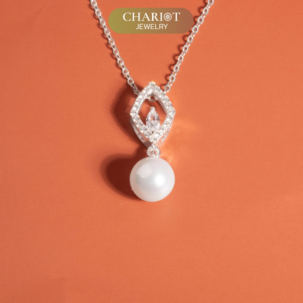 Dây chuyền bạc s925 DCJ183 ngọc trai đính đá CZ lấp lánh ChariotJewelry