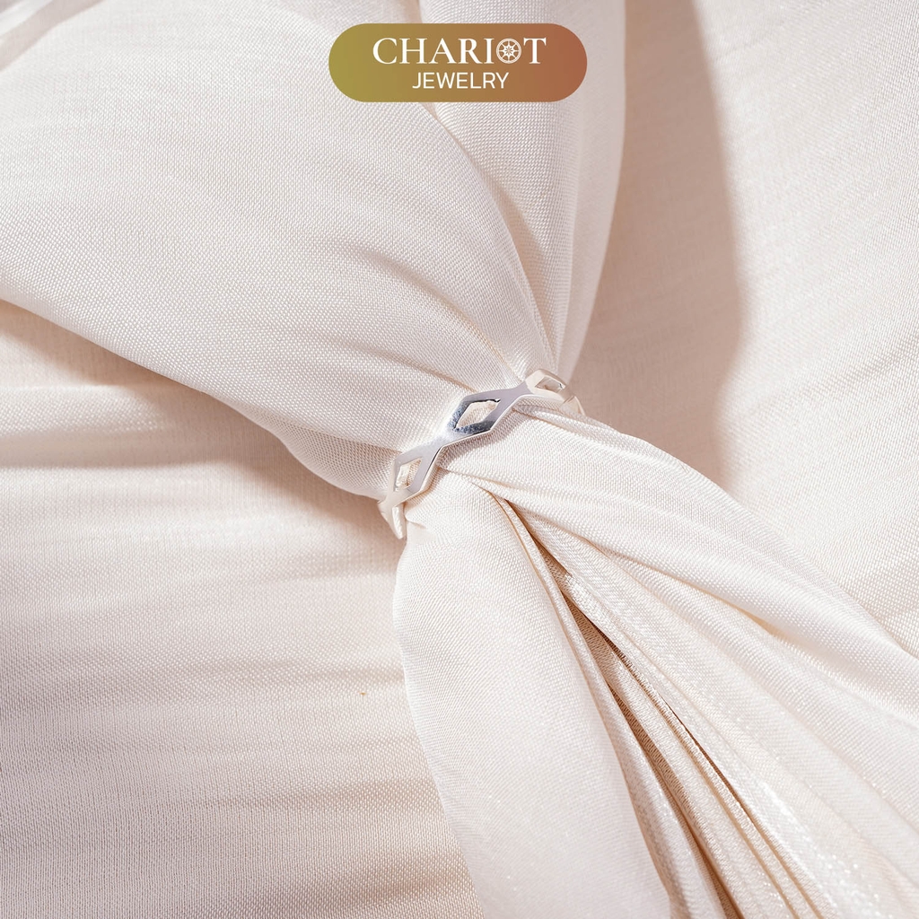 Nhẫn Bạc NCJ34 Stackable Hoạ Tiết Hình Thoi Chariot Jewelry