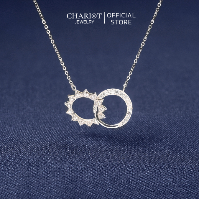 Dây chuyền bạc DCJ61 mặt trăng ôm mặt trời s925 ChariotJewelry