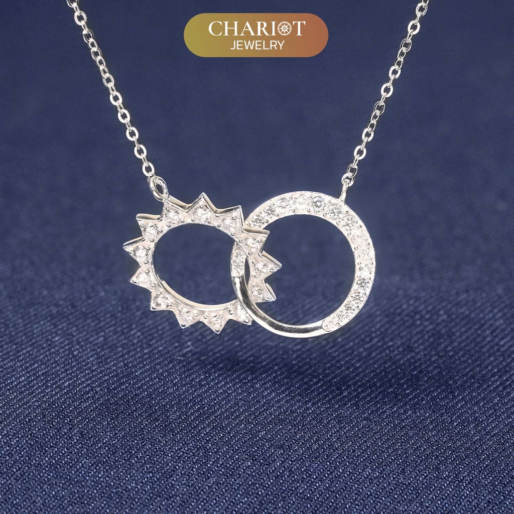 Dây chuyền bạc DCJ61 mặt trăng ôm mặt trời s925 ChariotJewelry
