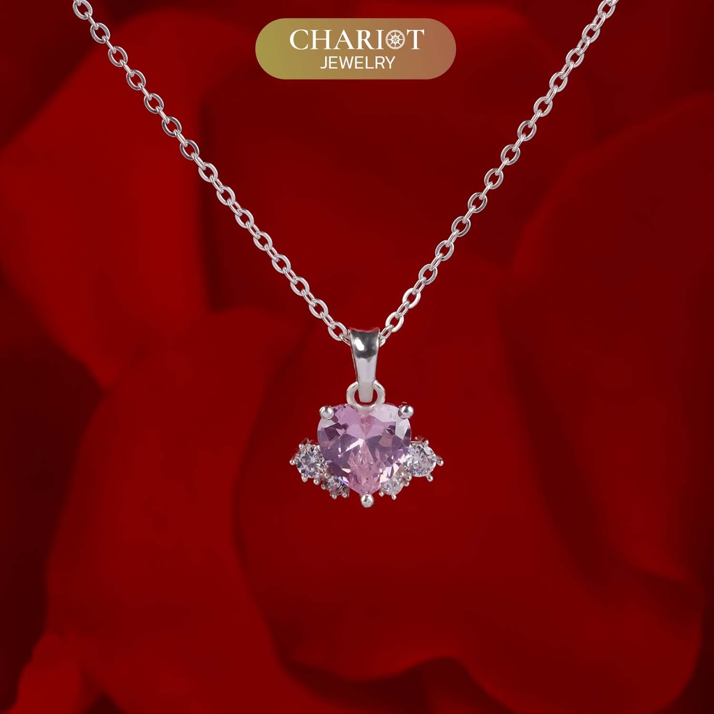Dây chuyền bạc DCJ68 S925 trái tim đính đá sắc màu, quà tặng Valentine ý nghĩa, Chariot Jewelry