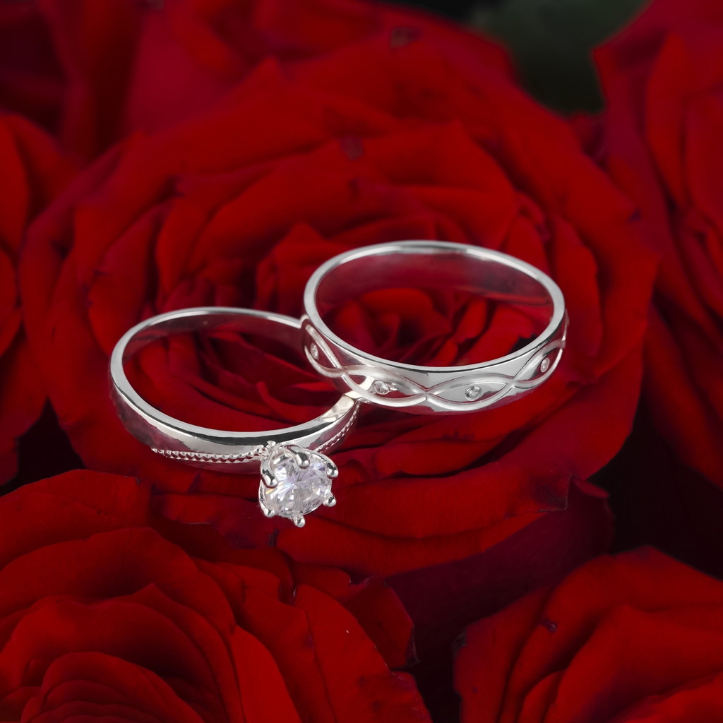 Nhẫn đôi bạc S925 nam nữ NCJ116 Destiny's Promise, nhẫn couple bạc, quà tặng 8-3 ý nghĩa dành tặng bạn gái, ChariotJewelry