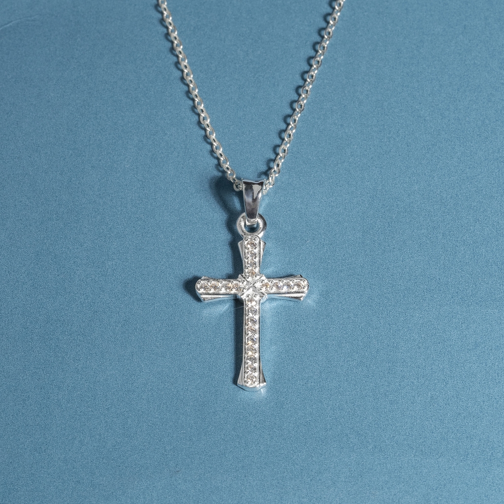 Dây chuyền DJ197 S925 Cây thánh giá đính đá thanh lịch, quà tặng Valentine ý nghĩa, Chariot Jewelry