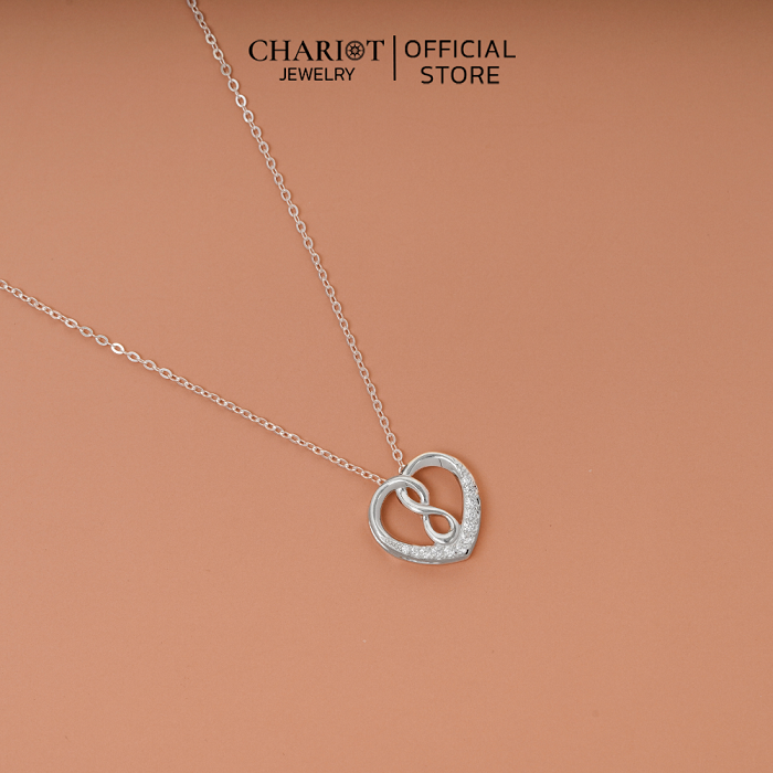 Dây chuyền bạc DCJ17 925 Infinity Knot Heart, quà tặng Valentine ý nghĩa, Chariot Jewelry