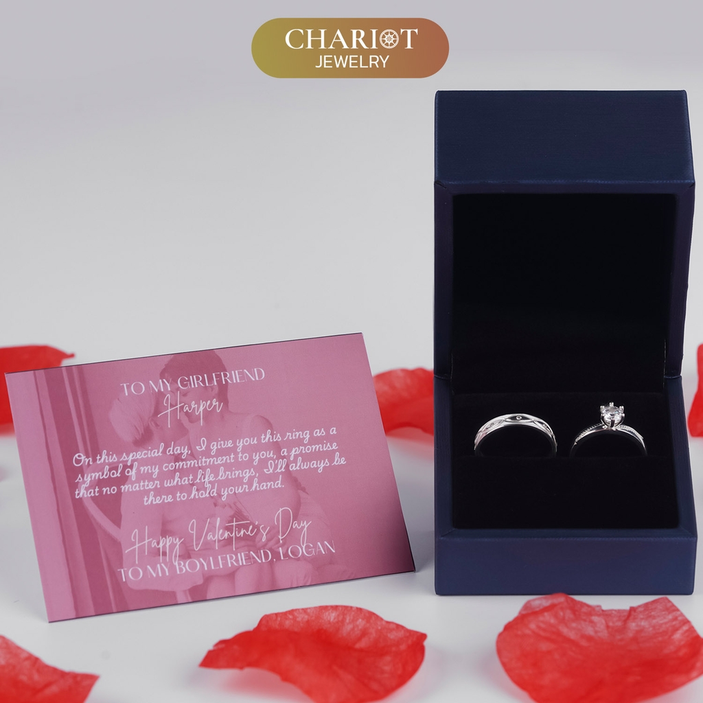 Nhẫn đôi bạc S925 nam nữ NCJ116 Destiny's Promise, nhẫn couple bạc, quà tặng 8-3 ý nghĩa dành tặng bạn gái, ChariotJewelry